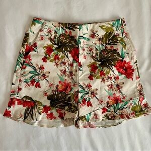 Zara Women's High Waist Floral Shorts - Red and Green